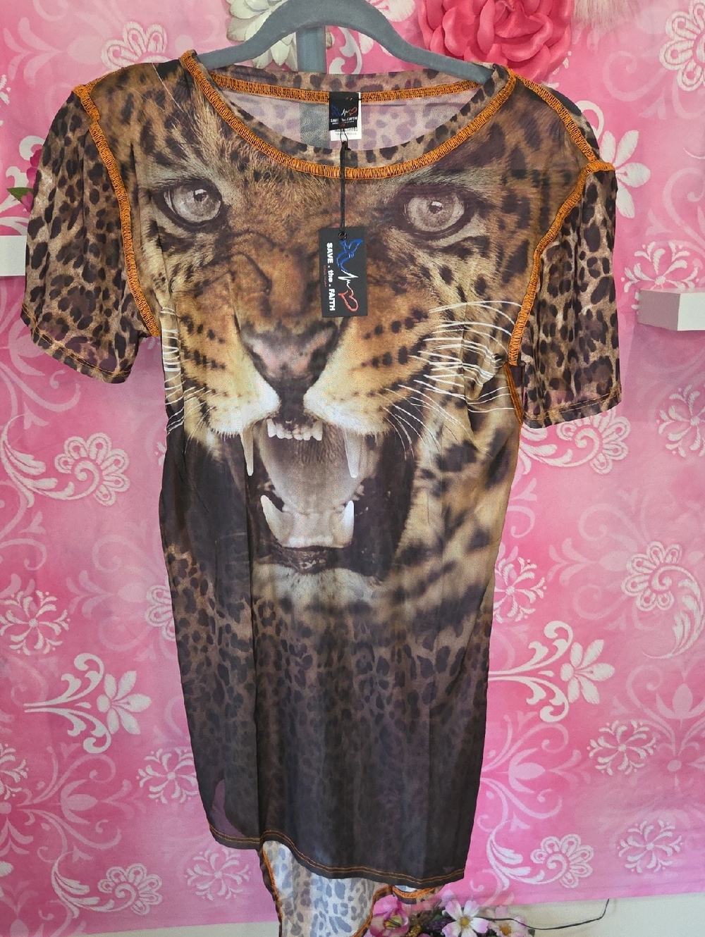 Wildcat Graphic Leopard Print Women’s Top - Brown